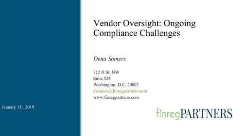 Vendor Oversight: Ongoing Compliance Challenges